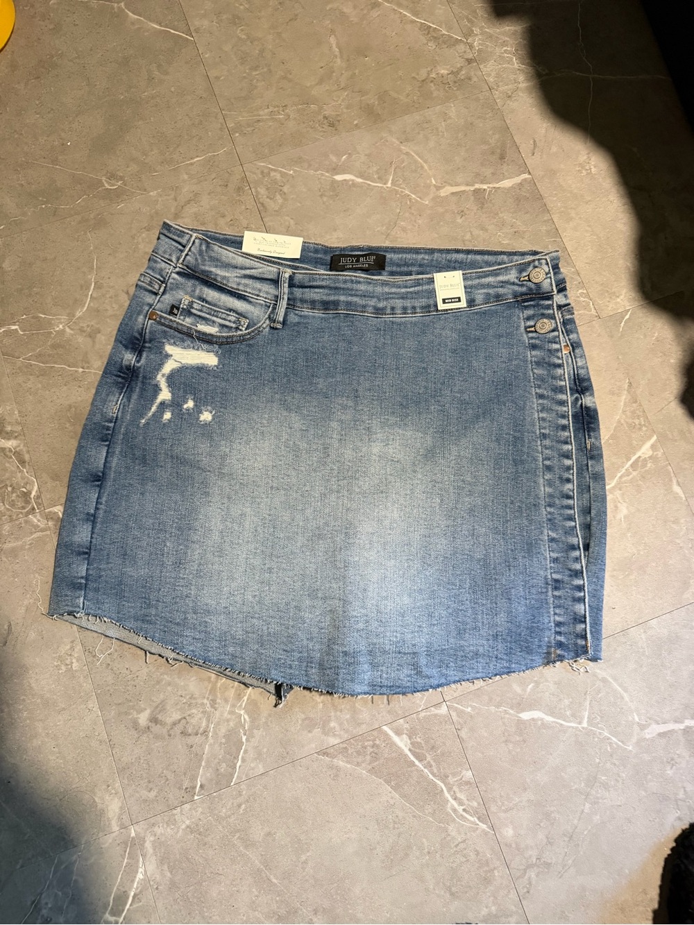 Judy Blue Light Blue Distressed Denim Mini Skirt